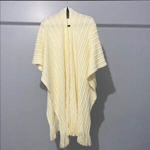 Cream Knit Shawl with Fringe